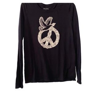 Lucky tees black dove of peace Size Med